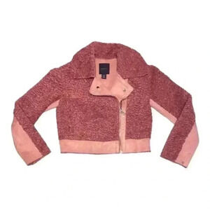 AMARYLLIS Womens Faux Fur and Faux Suede Two Tone Full Zip Moto Jacket. Size XS
